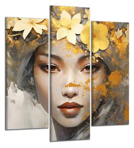 Moderní obraz Žena se zlatými květy