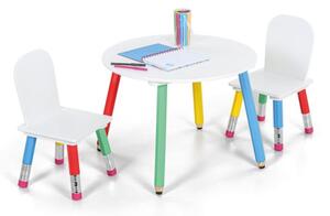 Set dětského stolu se 2 židlemi PASTELL, bílá/kombinace barev