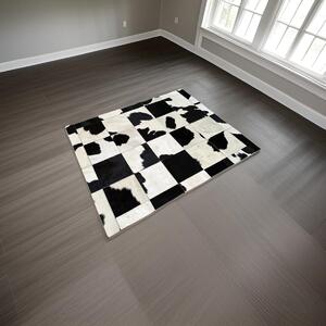 Kožený koberec Aros černobílý M M