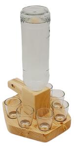 Dekorace Dřevo výrobky Dřevěný stojan s panáky (6ks) 45 ml s otvorem na lahev PR/102