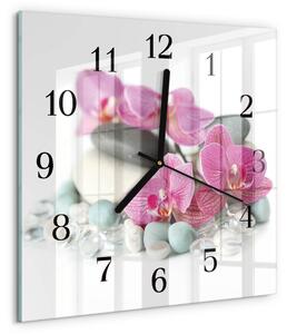 Skleněné hodiny na stěnu Orchideje zskc-30x30-00171659