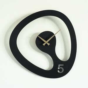 Wallexpert Dekorativní kovové nástěnné hodiny Amorph Metal Wall Clock - APS104, Černá, Zlatá