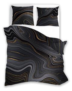 Faro Bavlněné saténové povlečení NOBILE 005 140x200 cm + 70x90 cm černé/zlaté