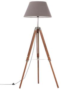Stojací lampa stativ medově hnědá a šedá masivní teak 141 cm