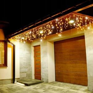 LED světelný závěs Rampouchy - 24m, 500LED, časovač, IP44, duální bílá + záblesky