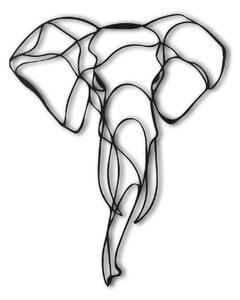 Wallexpert Dekorativní kovový nástěnný doplněk Elephant 2, Černá