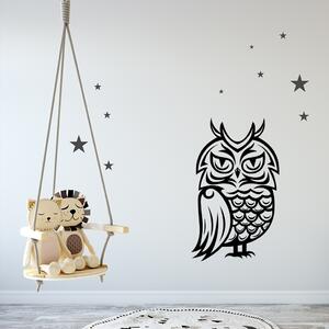 Živá Zeď Samolepka Výr velký Barva: černá, Velikost: 35 x 60 cm