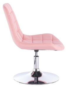 LuxuryForm Židle PARIS na kulaté stříbrné podstavě - růžová