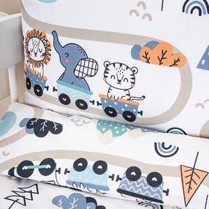 Dětské bavlněné povlečení do postýlky Happy train, 100 x 135 cm, 40 x 60 cm