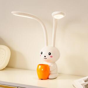 Lindby LED stolní lampa Haas, béžová, plast, výška39cm, stmívatelný, Krémová / jantar, Dětský pokoj, Plast, Young lifestyle