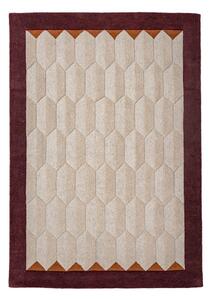 Vínový/v přírodní barvě ručně tkaný vlněný koberec 120x170 cm Apex Border Wool – Flair Rugs