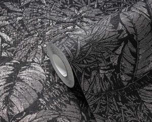 A.S. Création | Vliesová tapeta na zeď Smart Surfaces 39560-6 | 0,53 x 10,05 m | černá, šedá, metalická