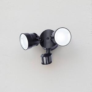 LUTEC Venkovní nástěnný reflektor s LED a senzorem SHRIMP II, černý, 12 W, 2 žárovky,, Černá, Plast
