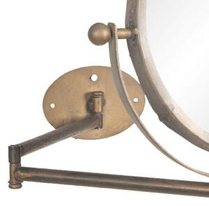 Bronzové antik kulaté kovové nástěnné zrcátko na rameni - 37*2*32 cm