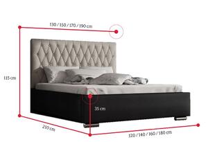 Čalouněná postel REBECA + rošt, Siena03 s krystalem/Dolaro08, 180x200