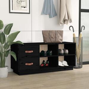 Lavice s botníkem černá 100 x 34 x 45 cm masivní borové dřevo