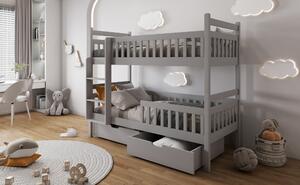 Dvoupatrová postel s úložným prostorem 80x180 BEDRA - šedá, levé provedení
