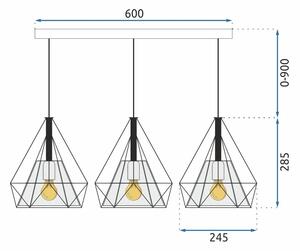 Toolight - Závěsná stropní lampa Reno - černá - APP012-3CP