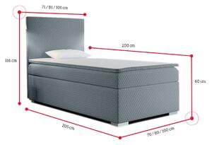 Čalouněná postel boxspring ICON + topper, 70x200, sawana pik honey 14, pravá