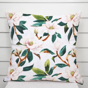 Biante Bavlněný povlak na polštář Sandra SA-293 Magnolie se zelenými listy na bílém 30 x 50 cm