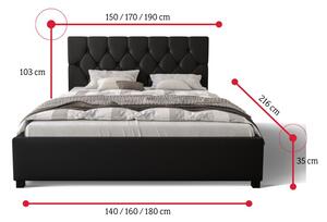 Čalouněná postel HILARY + rošt, 160x200, sioux black