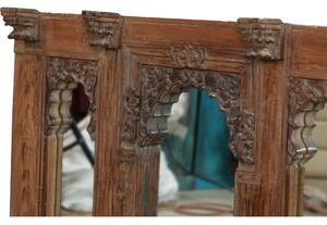 Zrcadlo ve starém rámu z teakového dřeva, ručně vyřezávaném, 108x12x59cm