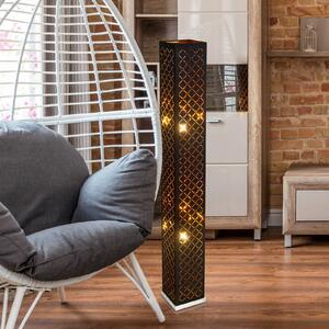 Stojací lampa Clarke, černá/zlatý list, výška 118 cm, tkanina