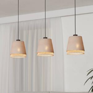 Závěsná lampa Tabley, černá/přírodní barva, 89 cm, tkanina, 3 světla