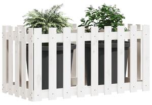 Vyvýšený záhon plotový design bílý 100x50x70 cm masiv borovice