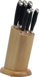 Sada stojan na nože + 6 profesionálních nožů, nůž krájecí 200 mm, máslový nůž 200 mm, kuchyňský nůž 200 mm a 120 mm, špikovací nůž 90 mm, nůž na zeleninu 75 mm, stojan, Pintinox