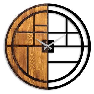 Wallexpert Dekorativní nástěnné dřevěné hodiny Wall, Ořech, Černá
