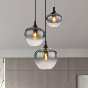Globo Závěsná lampa Maxy, Ø 48 cm, kouřově šedá, sklo, 3 světla., stmívatelný, Hliník / šedá / zinek, Obývací pokoj / jídelna, Sklo
