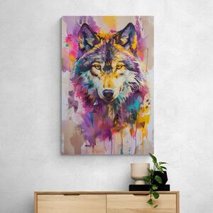 Obraz vlk s imitací malby