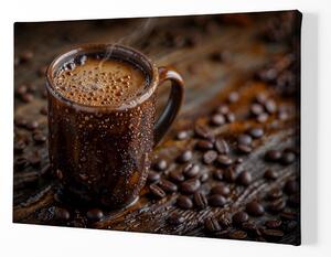 Obraz na plátně - Káva, starý mokrý hrnek FeelHappy.cz Velikost obrazu: 150 x 100 cm