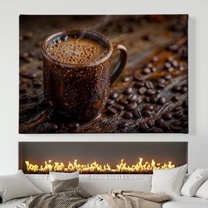 Obraz na plátně - Káva, starý mokrý hrnek FeelHappy.cz Velikost obrazu: 40 x 30 cm