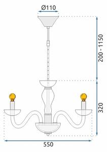 Toolight - Závěsná stropní lampa Rustik - růžově zlatá - APP1081-6CP