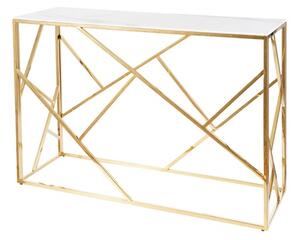 Konzolový stolek ISCODO 6 bílý mramor/zlatá