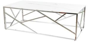Konferenční stolek ISCODO 5 bílý mramor/stříbrná