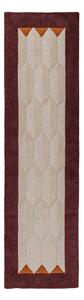 Vínový/v přírodní barvě ručně tkaný vlněný běhoun 60x230 cm Apex Border Wool – Flair Rugs
