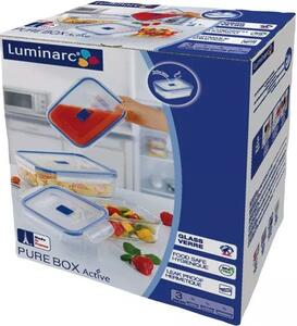 Sada skleněných nádob na potraviny Luminarc Pure Box 3 ks, obdelníková