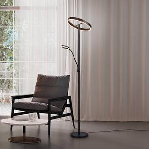 Trio Lighting LED stojací lampa Willis, černá, výška 180 cm kovový stmívač, stmívatelný, Černá, Obývací pokoj / jídelna, kov, Moderní, Lampička na čtení