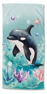 Modrá dětská sametová plážová osuška 75x150 cm Splash – Good Morning