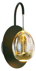 Nástěnné svítidlo Golden Egg, černá/jantarová, výška 28 cm, kov/sklo