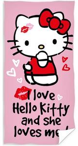 Bavlněná plážová osuška Hello Kitty - motiv Love - 100% bavlna - 70 x 140 cm