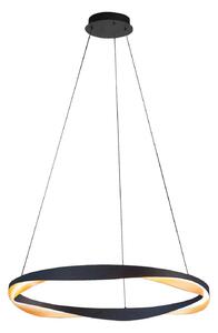 Závěsná LED lampa Ascoli, Ø 85 cm, černá/zlatá, kov, tlumená
