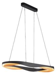 Závěsná LED lampa Ascoli, 100 x 36 cm černá/zlatá, kov, tlumená