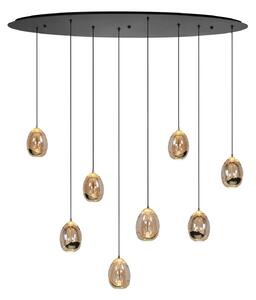 Závěsná lampa Golden Egg, jantarová/zlatá, délka 100 cm, 8 světelných zdrojů