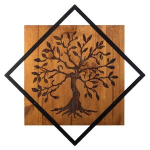 Wallexpert Dekorativní nástěnný dřevěný doplněk Tree, Ořech, Černá