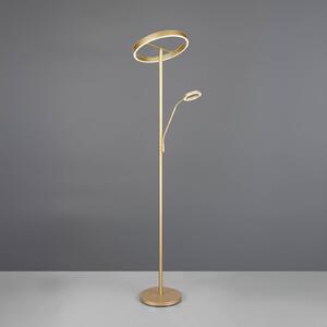 Trio Lighting Stojací lampa Willis LED, zlatá, výška 180 cm, kov, stmívač, stmívatelný, Mosaz / zlato, Obývací pokoj / jídelna, kov, Moderní, Lampička na čtení