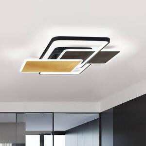 Stropní svítidlo LED Quadro, černá/zlatý list, 90 x 60 cm, CCT